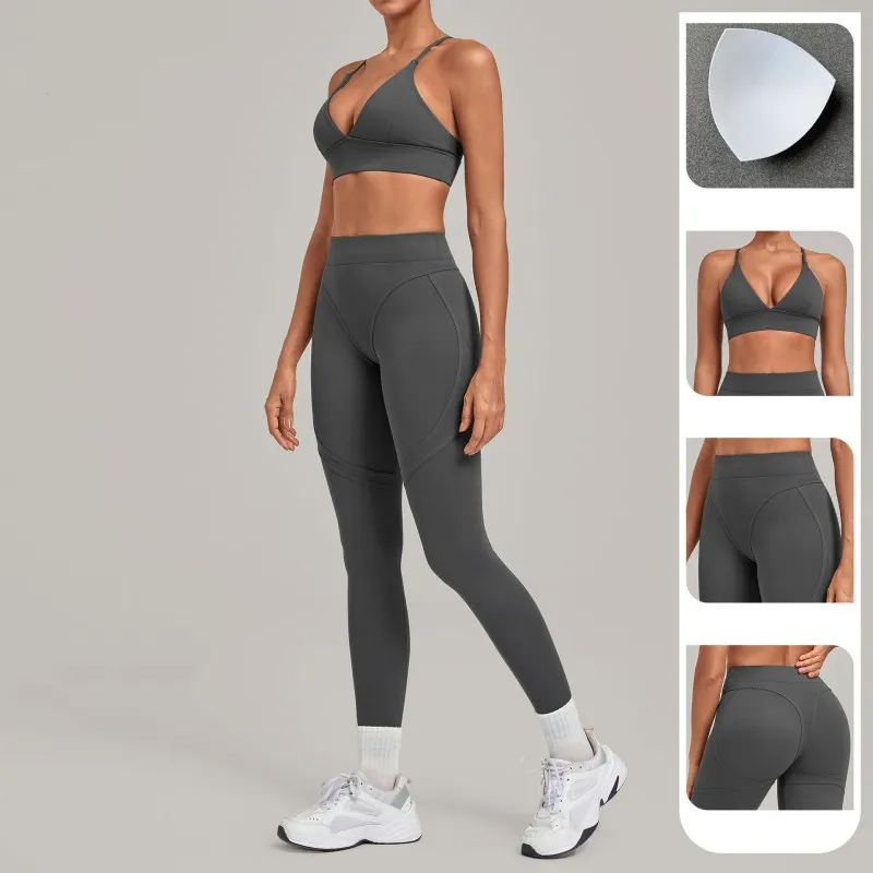 Conjunto de ropa deportiva para yoga y fitness para mujer, 2 piezas, traje de yoga, gimnasio, fitness FGB1358+08101