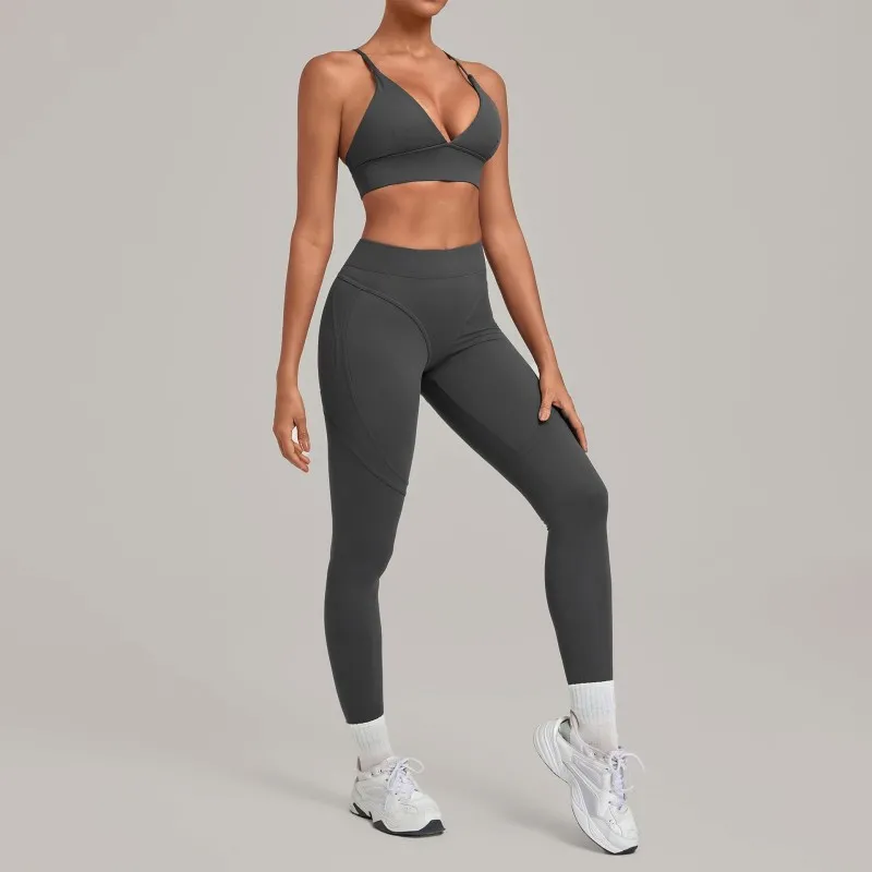 Conjunto de ropa deportiva para yoga y fitness para mujer, 2 piezas, traje de yoga, gimnasio, fitness FGB1358+08101