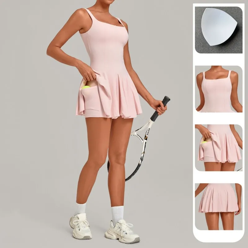 Falda deportiva de yoga con shorts, nuevo estilo, vestido deportivo para correr, golf y tenis para mujer FGB4126