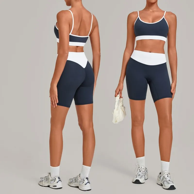 Conjunto de yoga para mujer de 2 piezas, shorts de cintura alta, tejido elástico en 4 direcciones, secado rápido, ropa deportiva para gimnasio FGB6211+5397