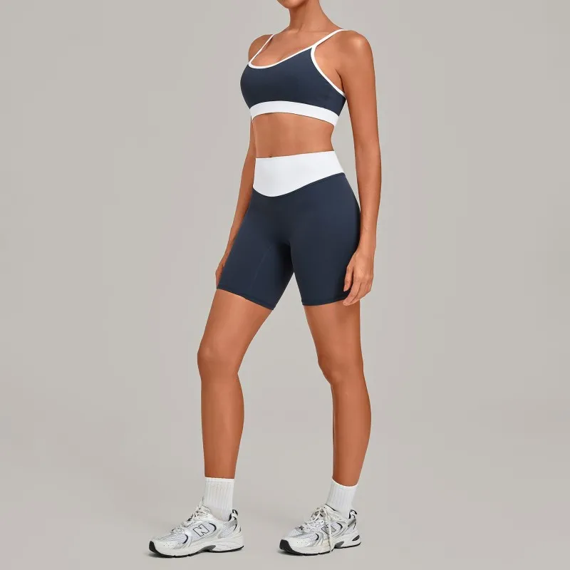 Conjunto de yoga para mujer de 2 piezas, shorts de cintura alta, tejido elástico en 4 direcciones, secado rápido, ropa deportiva para gimnasio FGB6211+5397