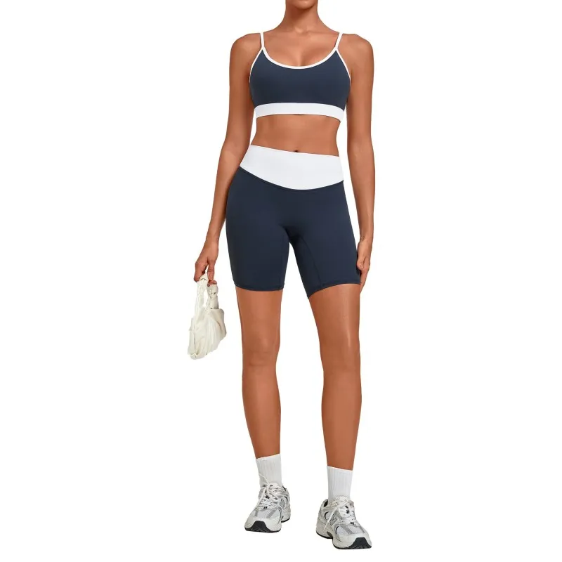 Conjunto de yoga para mujer de 2 piezas, shorts de cintura alta, tejido elástico en 4 direcciones, secado rápido, ropa deportiva para gimnasio FGB6211+5397