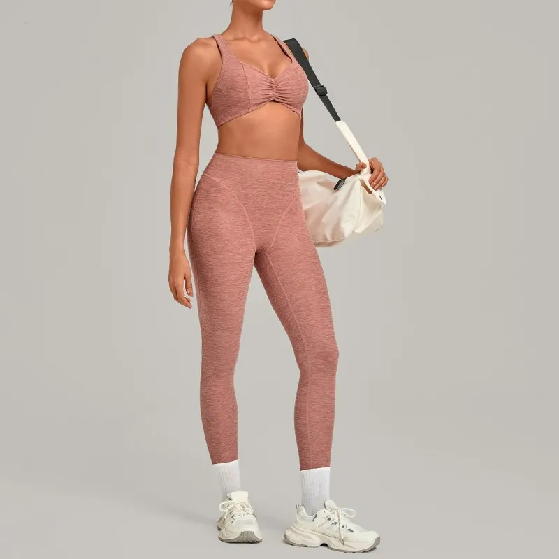 Ropa deportiva para mujer, conjunto de Yoga de dos piezas elástico de 4 vías, suave de secado rápido, sujetador, mallas de cintura alta FGB9291 + 1567