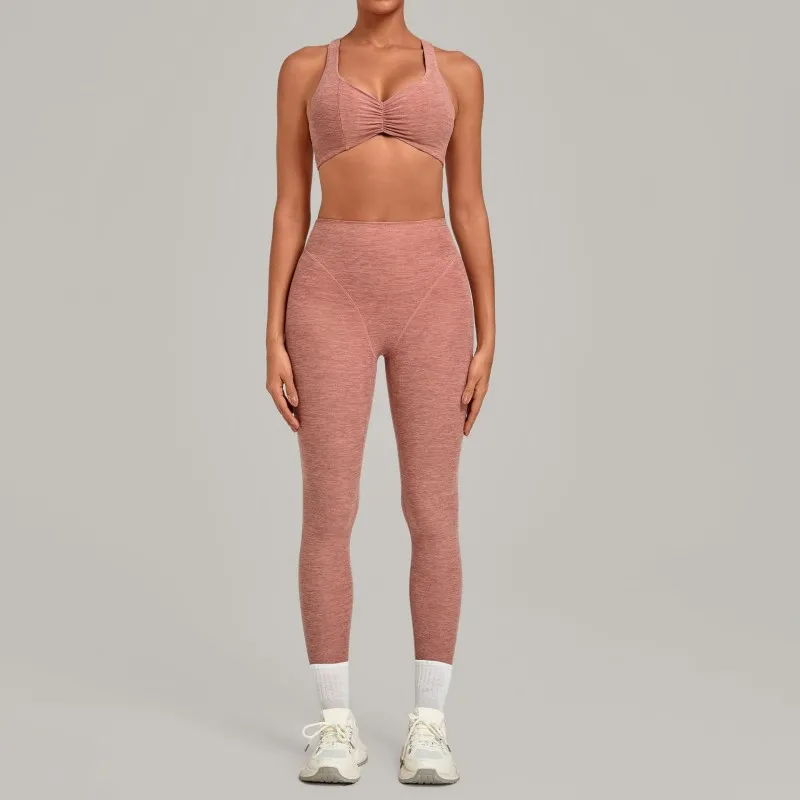 Ropa deportiva para mujer, conjunto de Yoga de dos piezas elástico de 4 vías, suave de secado rápido, sujetador, mallas de cintura alta FGB9291 + 1567