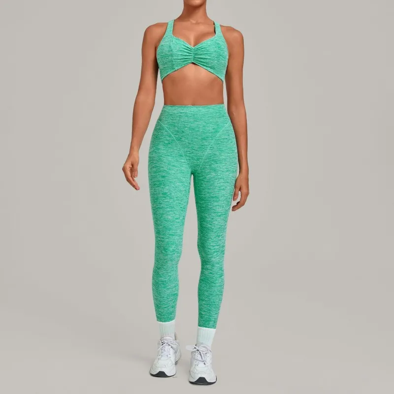Ropa deportiva para mujer, conjunto de Yoga de dos piezas elástico de 4 vías, suave de secado rápido, sujetador, mallas de cintura alta FGB9291 + 1567