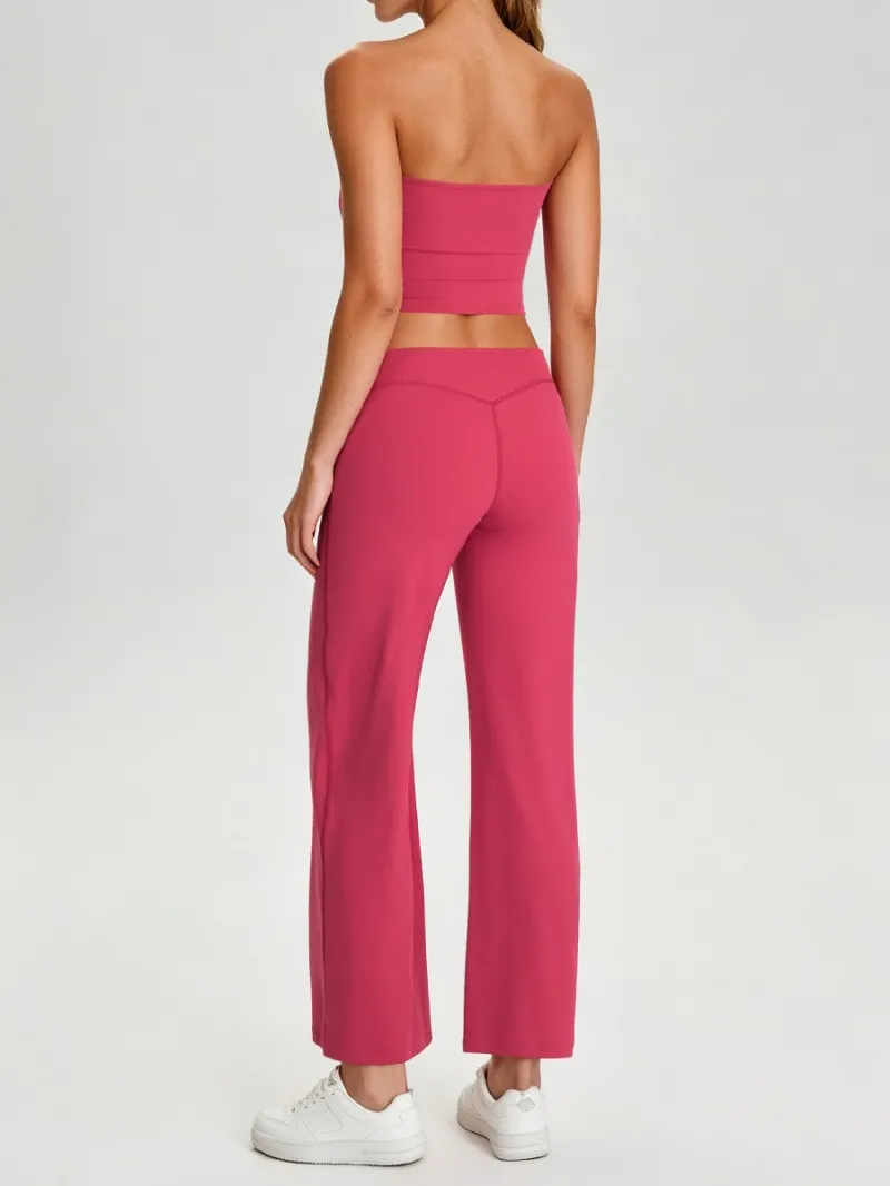 Conjunto de yoga de dos piezas para mujer, top tipo tubo acolchado con espalda descubierta, atuendo deportivo de moda para gimnasio, correr y entrenar FGB62110+62312