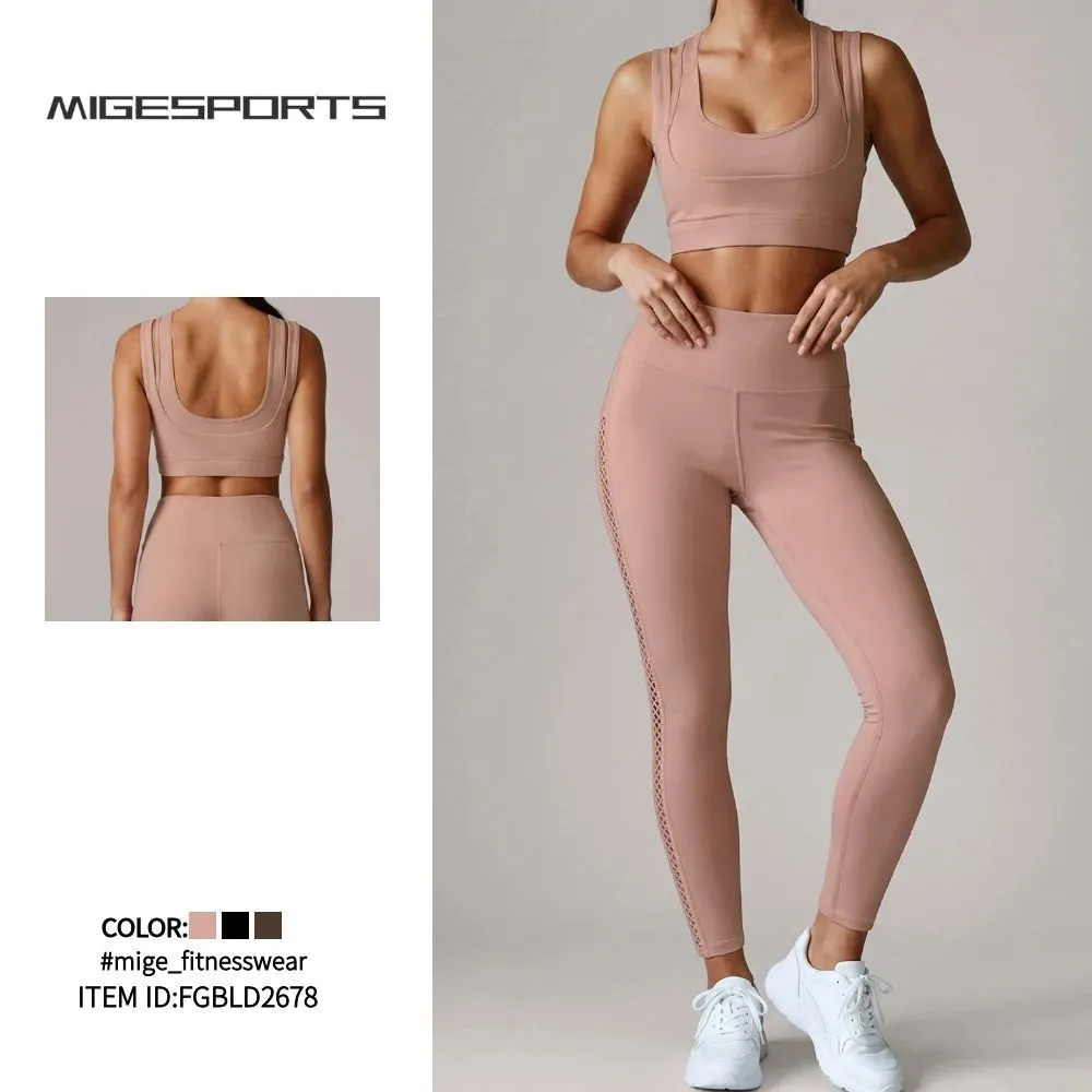 Conjunto de yoga para entrenamiento y ejercicio con tejido elástico y diseño cómodo para gimnasio, fitness y actividades diarias FGBLD2678