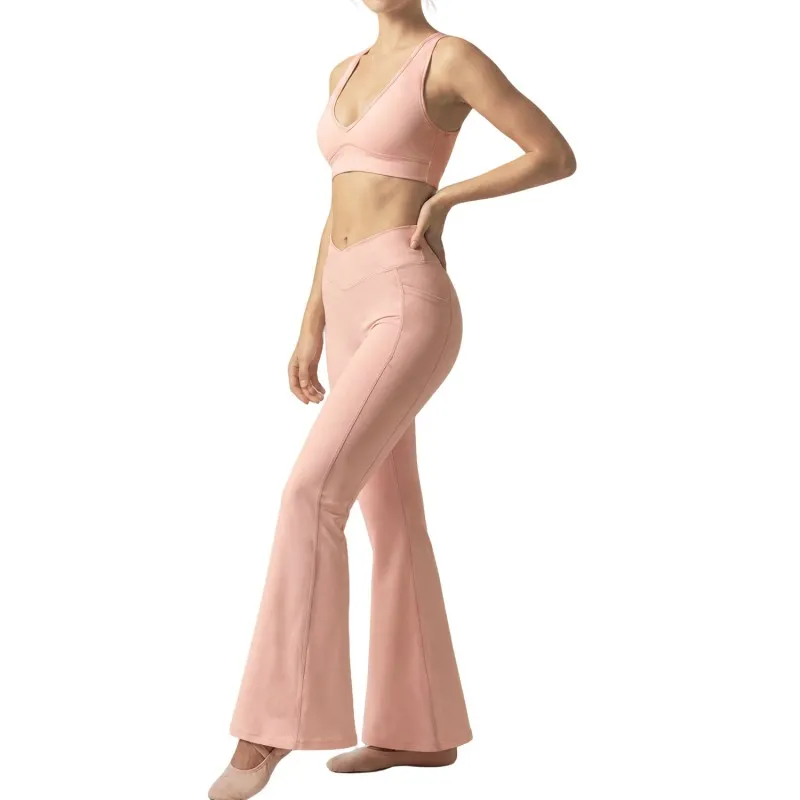 Conjunto de yoga de 2 piezas para mujer, color liso, transpirable, ligero y de secado rápido, de spandex/nylon FGBYP26005