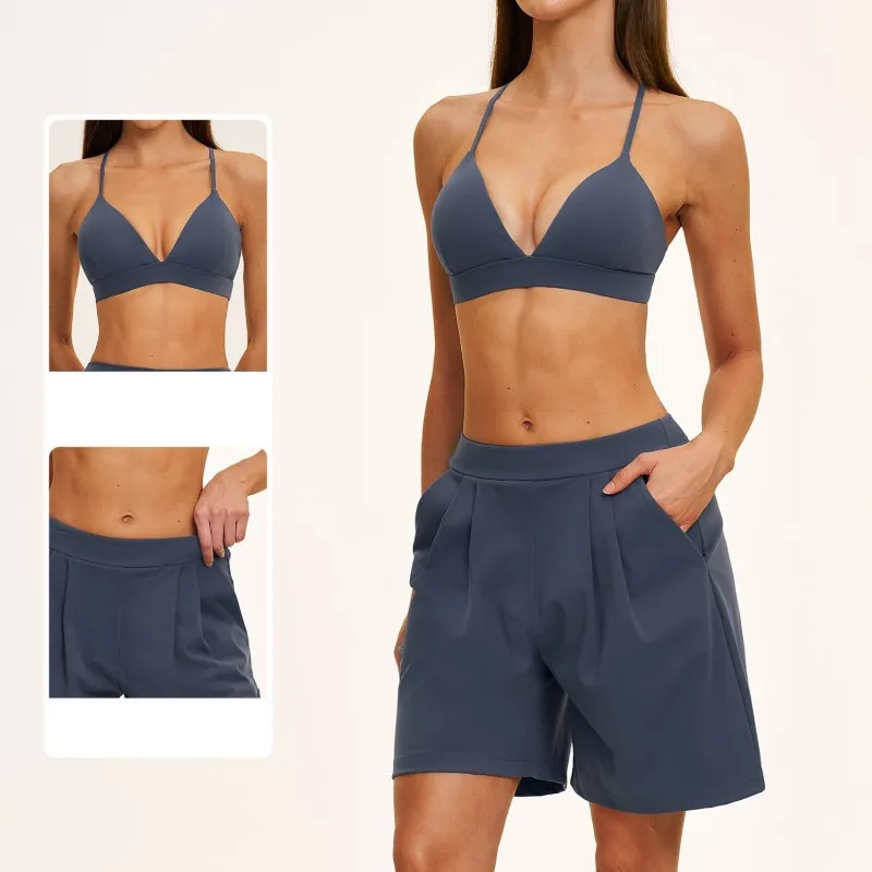 Conjunto deportivo sexy de 7 piezas de color liso para fitness, gimnasio y yoga para mujer. Conjunto de ropa de entrenamiento para mujer FGBTZ8793