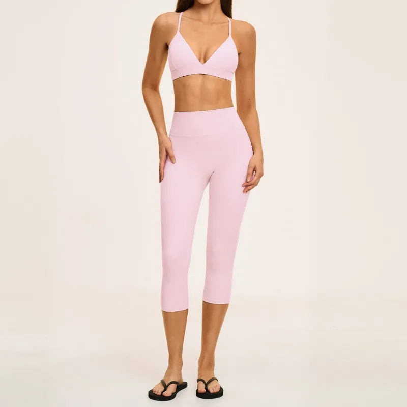 Conjunto deportivo sexy de 7 piezas de color liso para fitness, gimnasio y yoga para mujer. Conjunto de ropa de entrenamiento para mujer FGBTZ8793