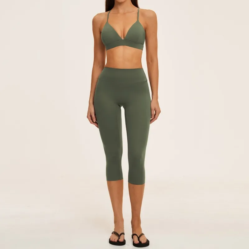 Conjunto deportivo sexy de 7 piezas de color liso para fitness, gimnasio y yoga para mujer. Conjunto de ropa de entrenamiento para mujer FGBTZ8793