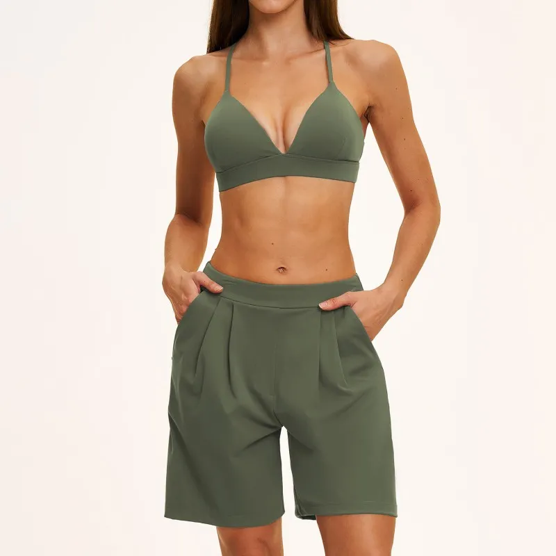 Conjunto deportivo sexy de 7 piezas de color liso para fitness, gimnasio y yoga para mujer. Conjunto de ropa de entrenamiento para mujer FGBTZ8793
