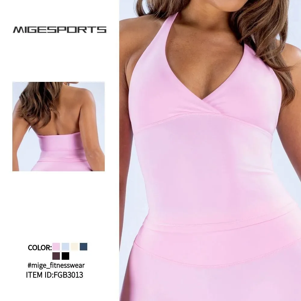 Camiseta sin mangas con tirantes, chaleco deportivo para yoga, top de fitness para mujer, sujetador con espalda descubierta para gimnasio, para correr y entrenar, estilo halter FGBRXW3013