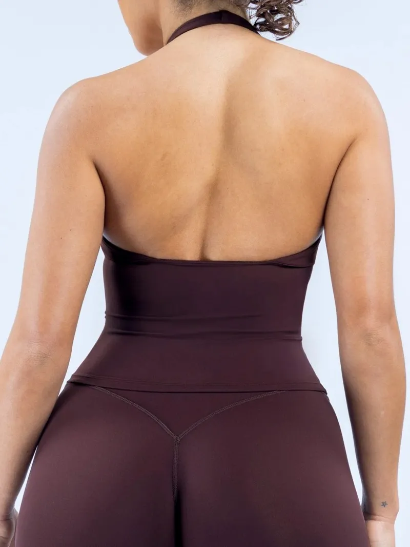 Camiseta sin mangas con tirantes, chaleco deportivo para yoga, top de fitness para mujer, sujetador con espalda descubierta para gimnasio, para correr y entrenar, estilo halter FGBRXW3013