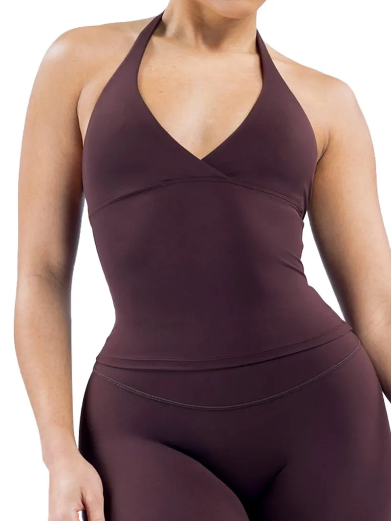 Camiseta sin mangas con tirantes, chaleco deportivo para yoga, top de fitness para mujer, sujetador con espalda descubierta para gimnasio, para correr y entrenar, estilo halter FGBRXW3013