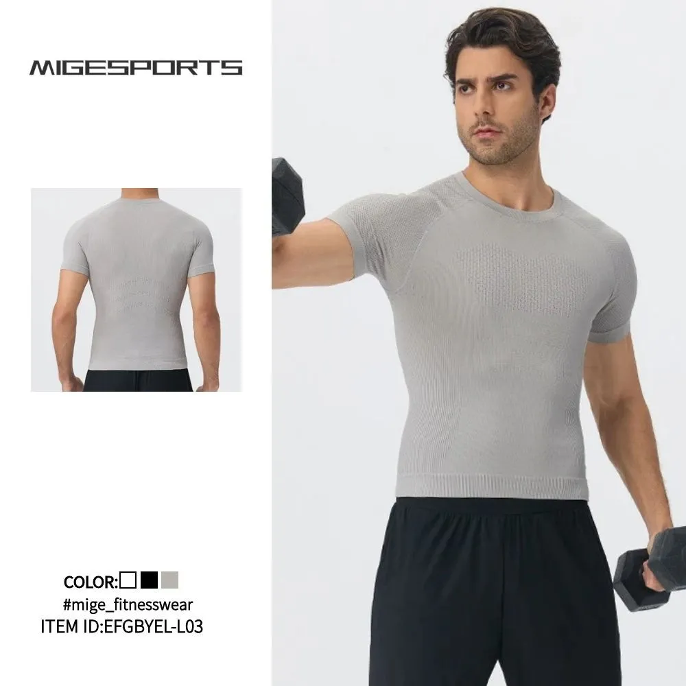 Camiseta deportiva de verano para hombre, de manga corta, holgada, para entrenamiento al aire libre, transpirable y de secado rápido EFGBYEL-L03
