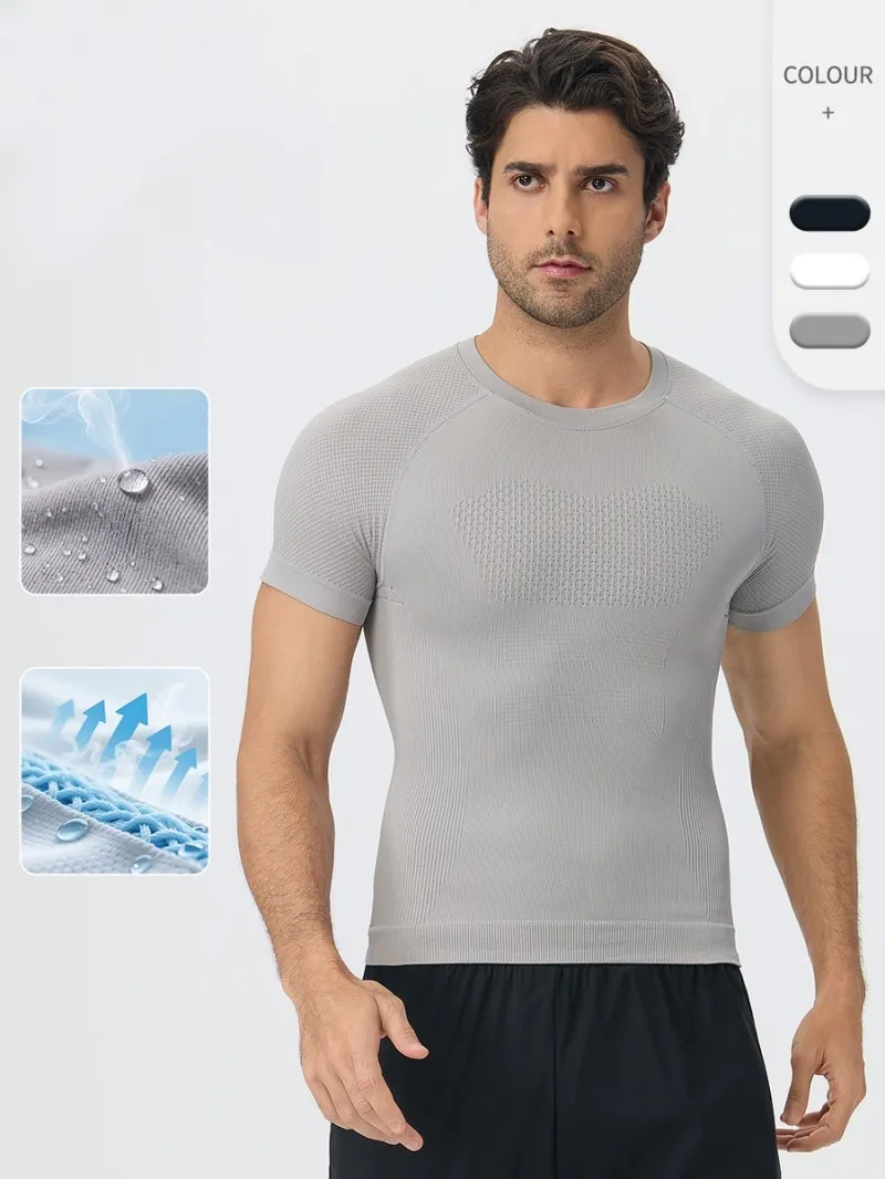 Camiseta deportiva de verano para hombre, de manga corta, holgada, para entrenamiento al aire libre, transpirable y de secado rápido EFGBYEL-L03