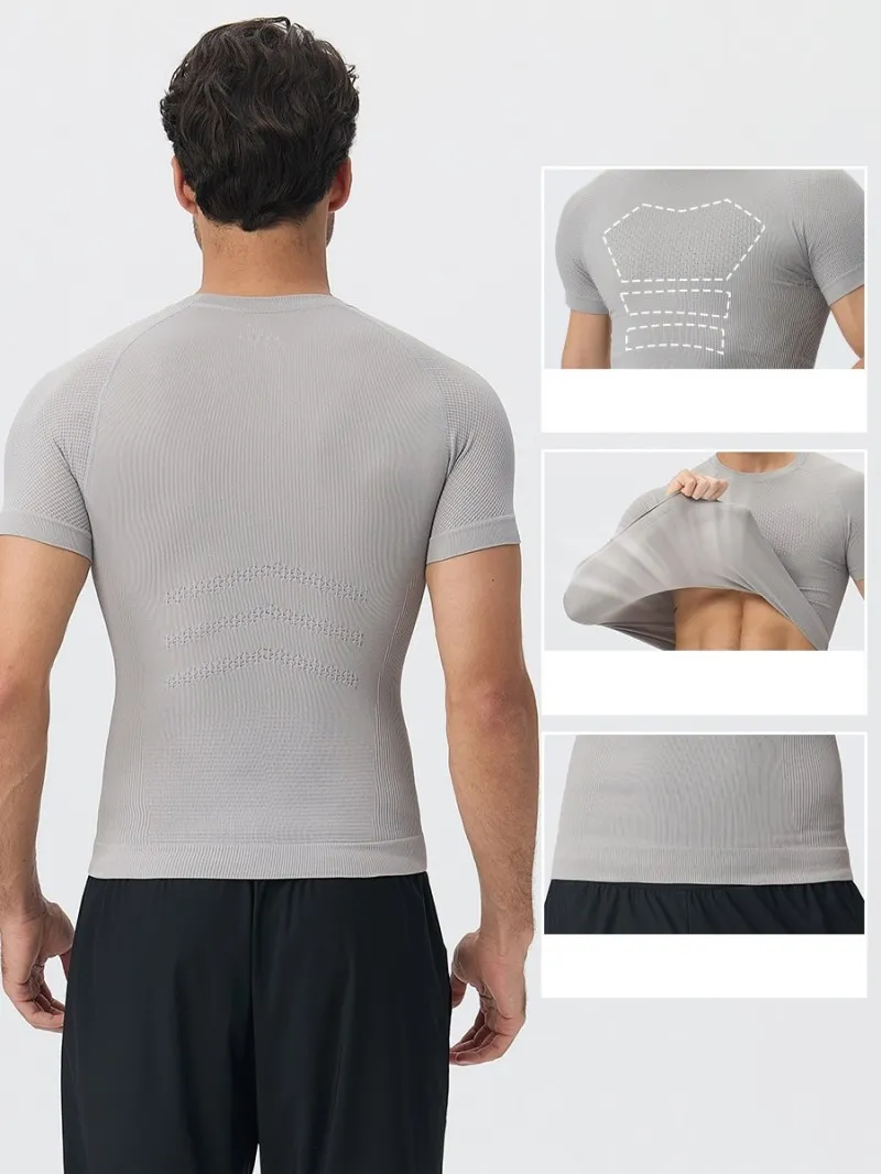 Camiseta deportiva de verano para hombre, de manga corta, holgada, para entrenamiento al aire libre, transpirable y de secado rápido EFGBYEL-L03