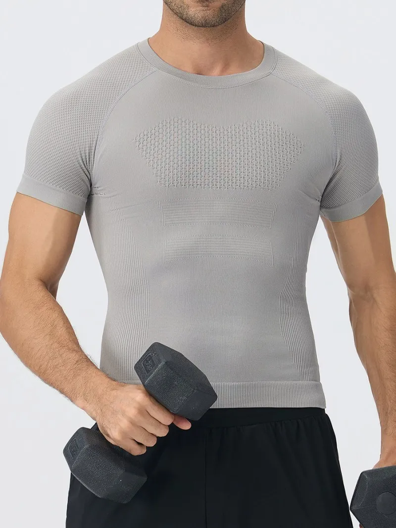 Camiseta deportiva de verano para hombre, de manga corta, holgada, para entrenamiento al aire libre, transpirable y de secado rápido EFGBYEL-L03