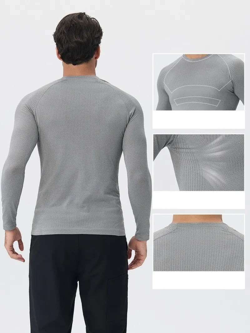 Camiseta de manga larga sin costuras para hombre, ideal para correr y hacer ejercicio (modelo EFGBYEL-L56)