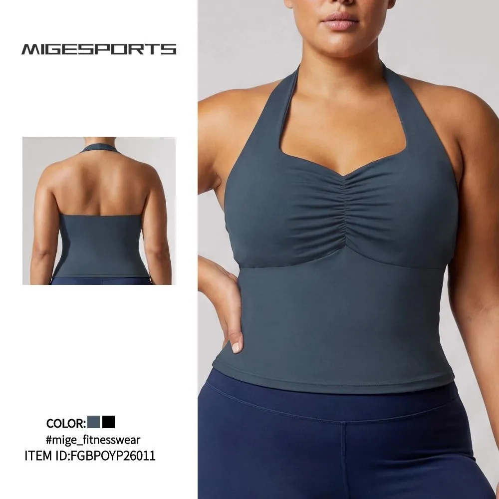 Camiseta sin mangas deportiva para yoga, top deportivo para mujer, top de gimnasio con espalda descubierta, sujetador para correr y entrenar, estilo halter FGBPOYP26011