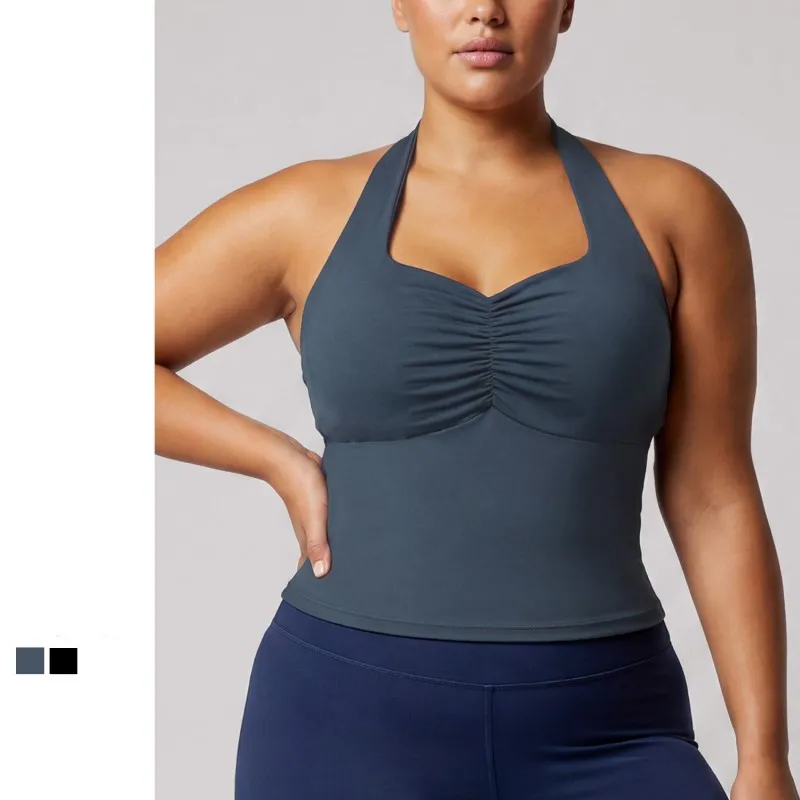 Camiseta sin mangas deportiva para yoga, top deportivo para mujer, top de gimnasio con espalda descubierta, sujetador para correr y entrenar, estilo halter FGBPOYP26011