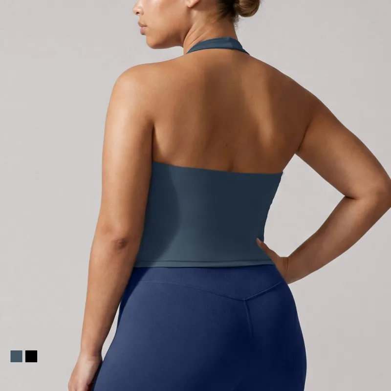 Camiseta sin mangas deportiva para yoga, top deportivo para mujer, top de gimnasio con espalda descubierta, sujetador para correr y entrenar, estilo halter FGBPOYP26011