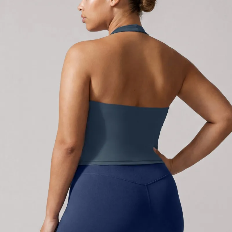 Camiseta sin mangas deportiva para yoga, top deportivo para mujer, top de gimnasio con espalda descubierta, sujetador para correr y entrenar, estilo halter FGBPOYP26011