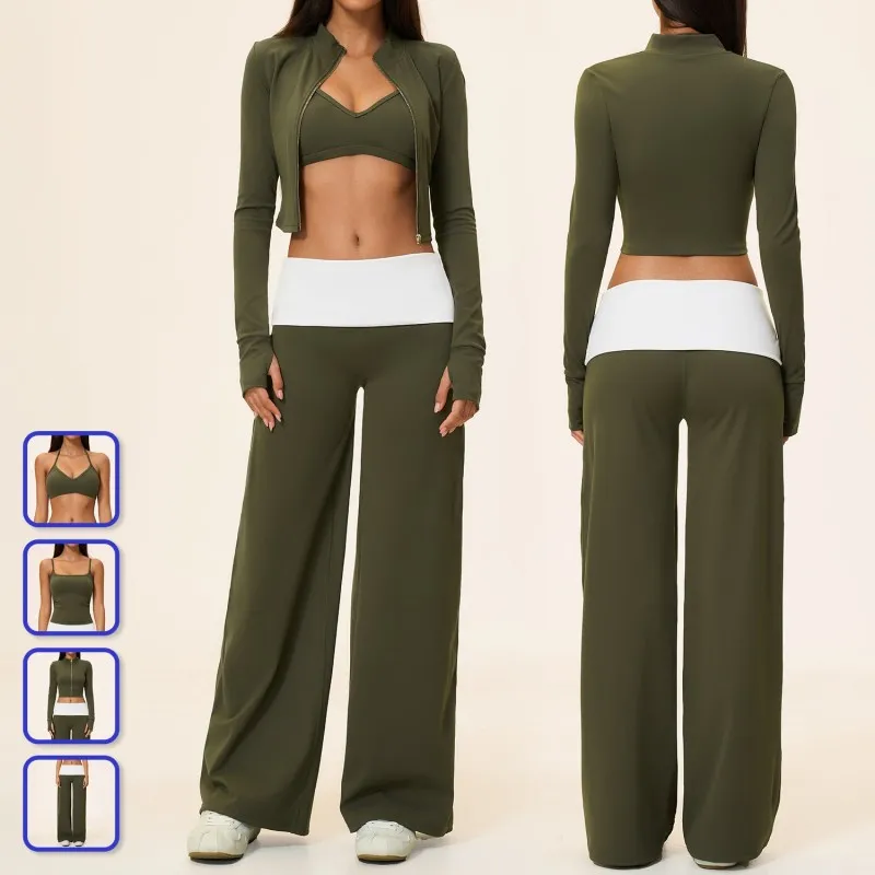 Conjunto deportivo de 4 piezas para fitness, gimnasio y yoga para mujer (FGBTZ9666)