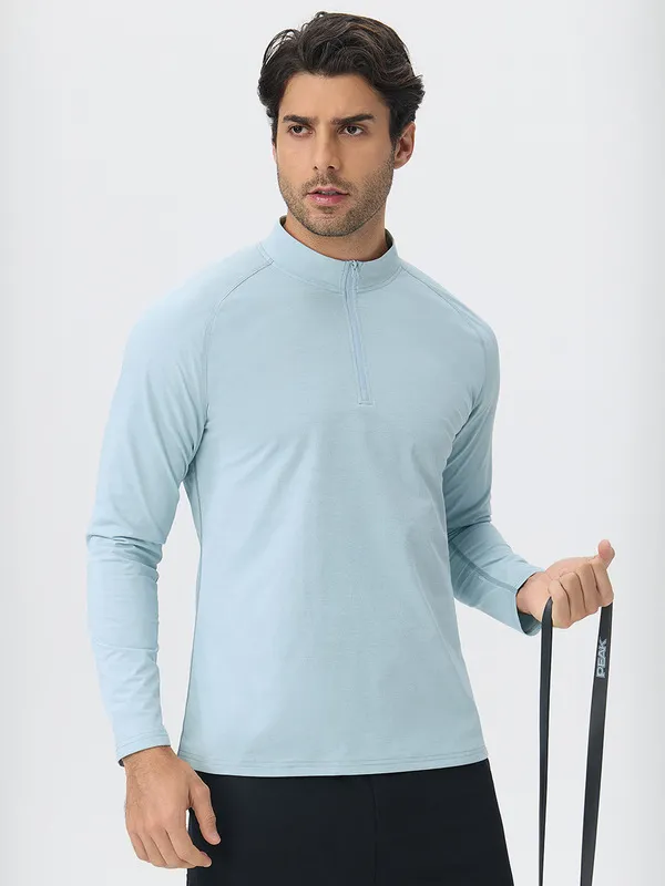 Sudadera deportiva casual para hombre de manga larga, secado rápido y media cremallera, color liso (EFGBYEL-61530)