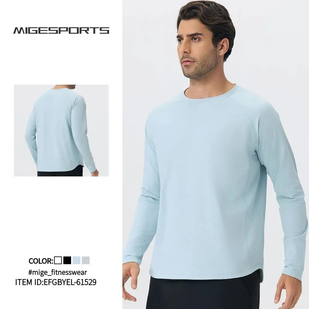Camiseta deportiva de manga larga y cuello redondo, de secado rápido, para yoga, fitness y running (poliéster) EFGBYEL-61529