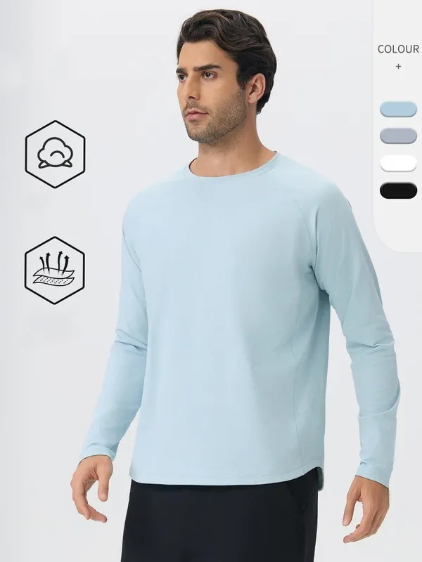 Camiseta deportiva de manga larga y cuello redondo, de secado rápido, para yoga, fitness y running (poliéster) EFGBYEL-61529