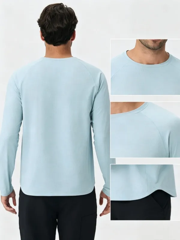 Camiseta deportiva de manga larga y cuello redondo, de secado rápido, para yoga, fitness y running (poliéster) EFGBYEL-61529