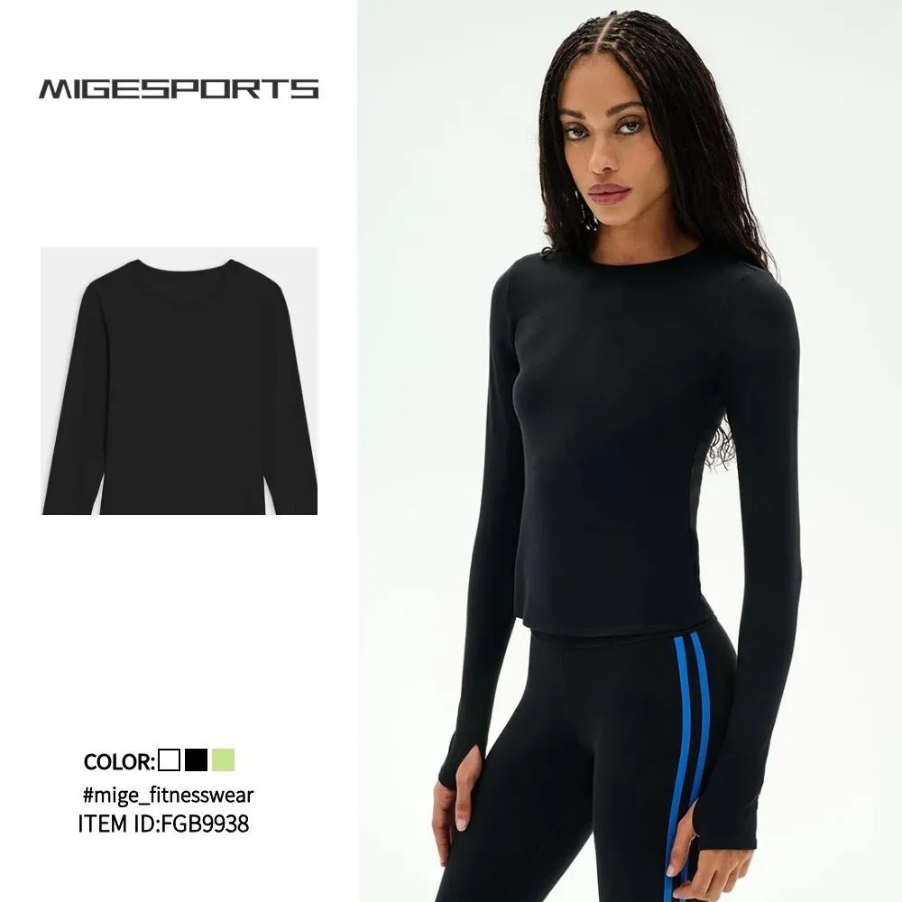Top de yoga de manga larga para mujer: ideal para correr, deporte, fitness y pilates; prenda transpirable para entrenar (modelo FGBD9938)