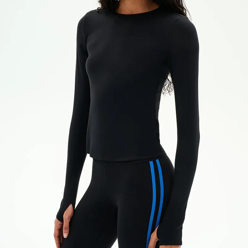 Top de yoga de manga larga para mujer: ideal para correr, deporte, fitness y pilates; prenda transpirable para entrenar (modelo FGBD9938)