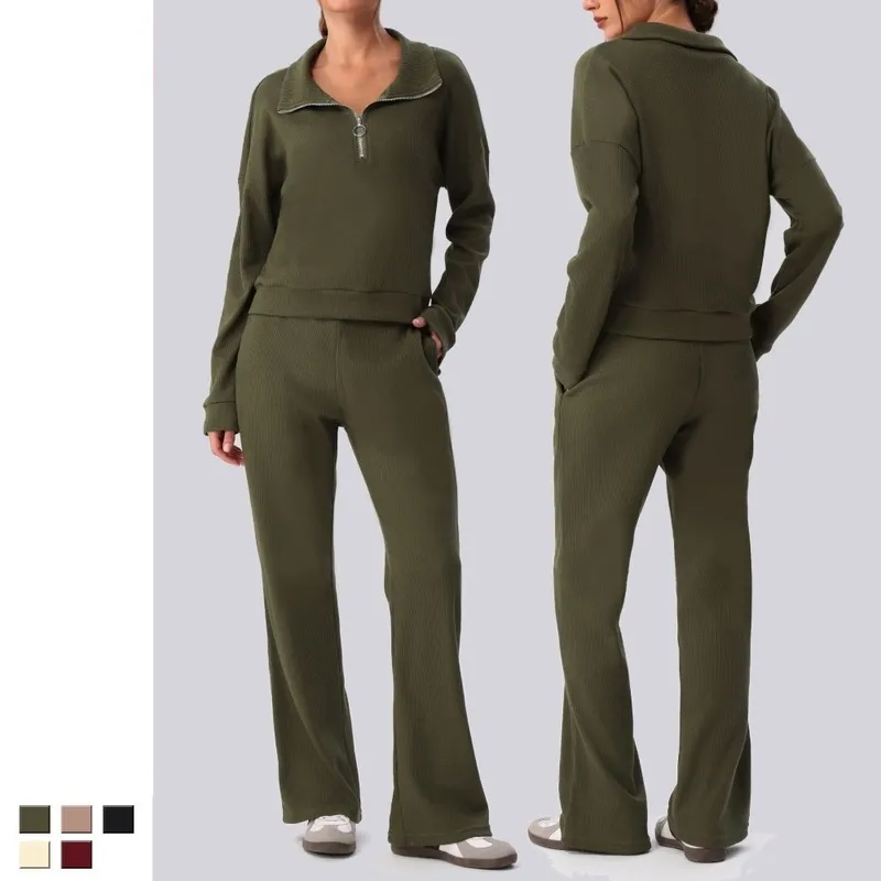 Conjunto de dos piezas para mujer: camiseta de manga larga y pantalón (estilo deportivo, yoga, fitness y gimnasio) FGBYW596+KW463