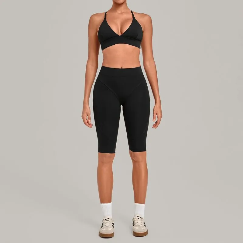 Conjunto de yoga sexy y cómodo para mujer: top transpirable y leggings de cintura elástica (espalda descubierta) FGBQS1358+3729