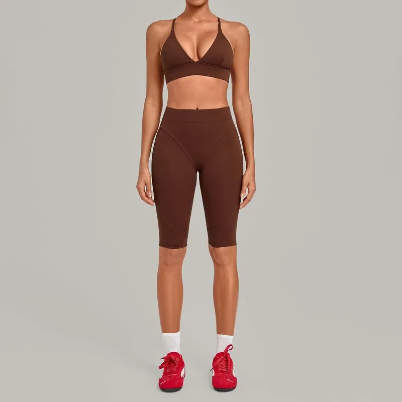 Sujetador color café + Leggings hasta la rodilla
