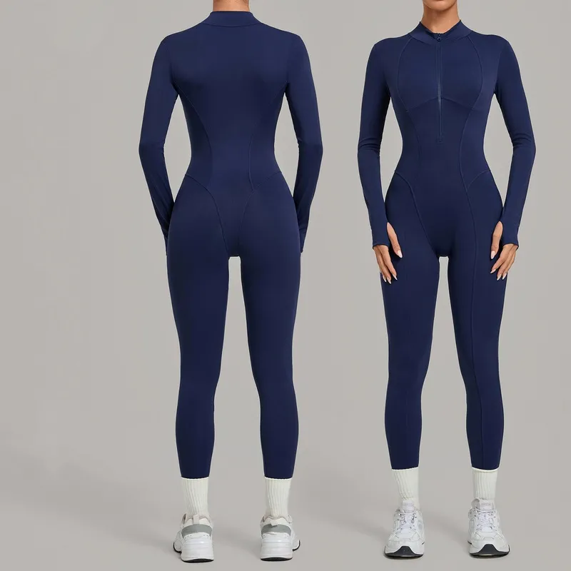 Body deportivo de una pieza para mujer con cremallera, ideal para yoga, fitness, gimnasio y tenis (modelo FGBQS1590)