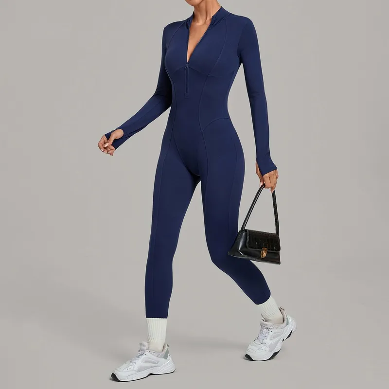 Body deportivo de una pieza para mujer con cremallera, ideal para yoga, fitness, gimnasio y tenis (modelo FGBQS1590)
