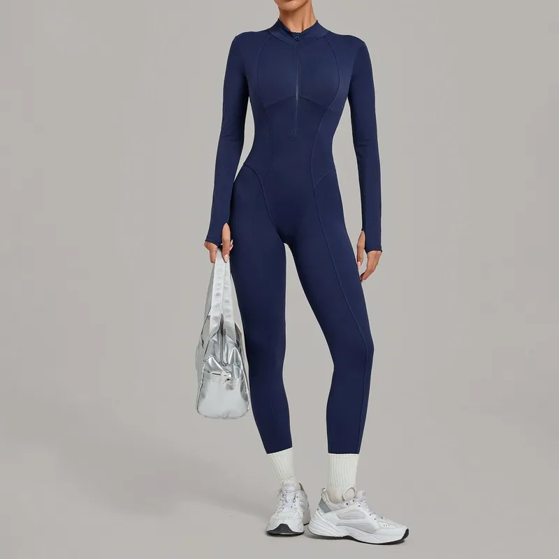 Body deportivo de una pieza para mujer con cremallera, ideal para yoga, fitness, gimnasio y tenis (modelo FGBQS1590)