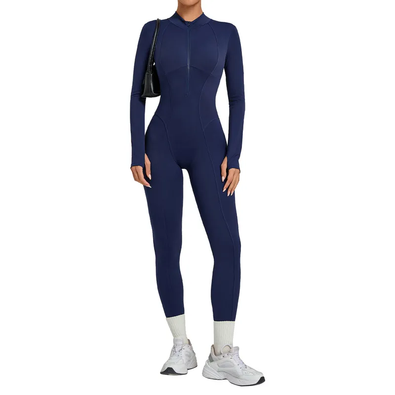 Body deportivo de una pieza para mujer con cremallera, ideal para yoga, fitness, gimnasio y tenis (modelo FGBQS1590)