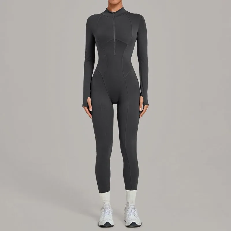 Body deportivo de una pieza para mujer con cremallera, ideal para yoga, fitness, gimnasio y tenis (modelo FGBQS1590)