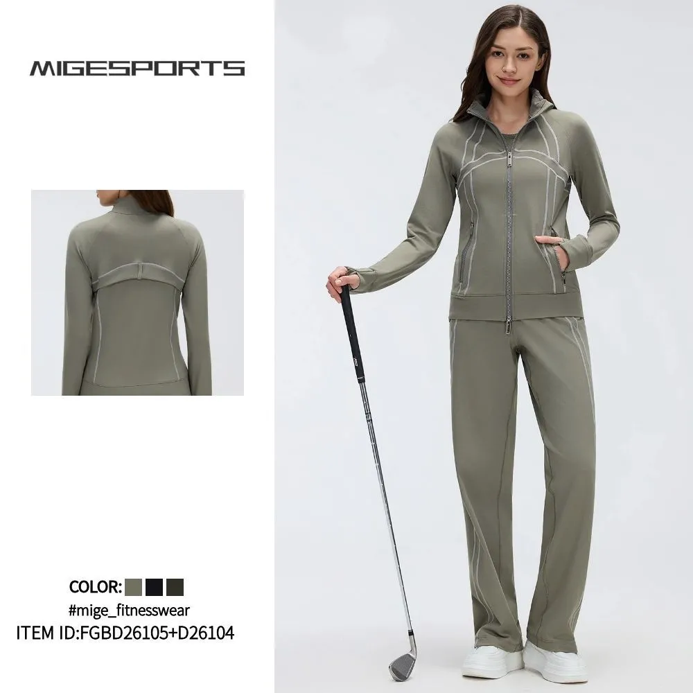 Conjunto de yoga para mujer (chaqueta y pantalón de corte recto) – Transpirable – FGBD26105+D26104