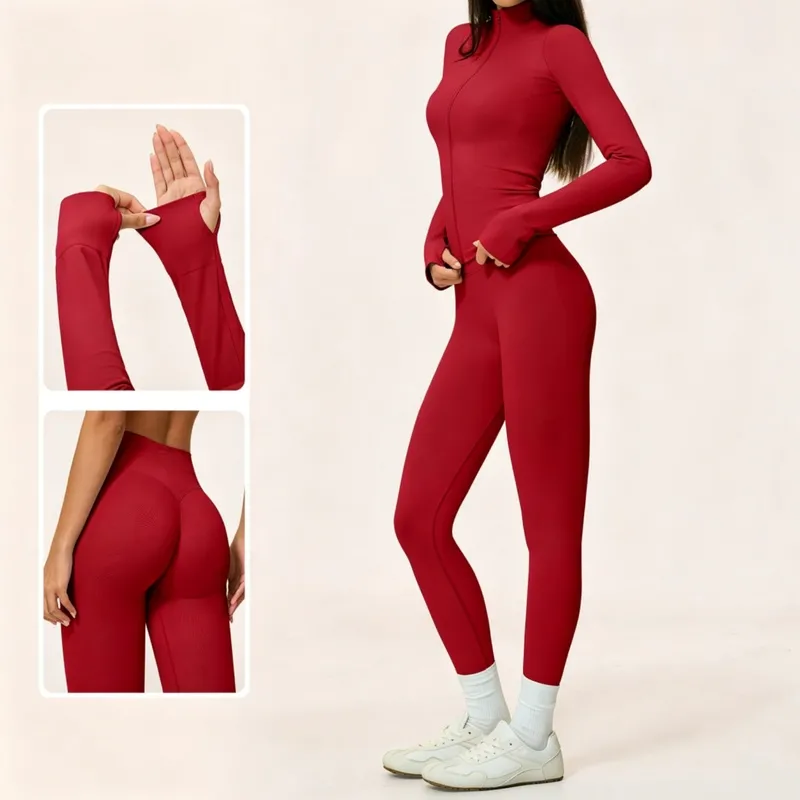 Conjunto deportivo sexy de 7 piezas en color sólido con logotipo personalizado para mujer (yoga, gimnasio, fitness) FGBTZ5112