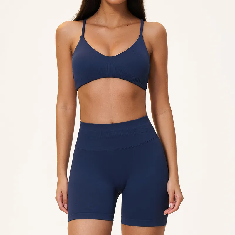 Conjunto deportivo sexy de 7 piezas en color sólido con logotipo personalizado para mujer (yoga, gimnasio, fitness) FGBTZ5112