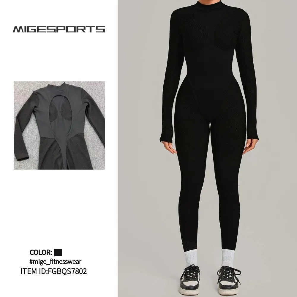 Enterizo de yoga para mujer, suave y de manga larga, ropa deportiva elástica, body de yoga FGBQS7802