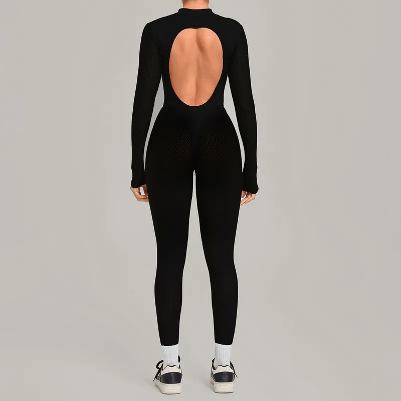 Enterizo de yoga para mujer, suave y de manga larga, ropa deportiva elástica, body de yoga FGBQS7802