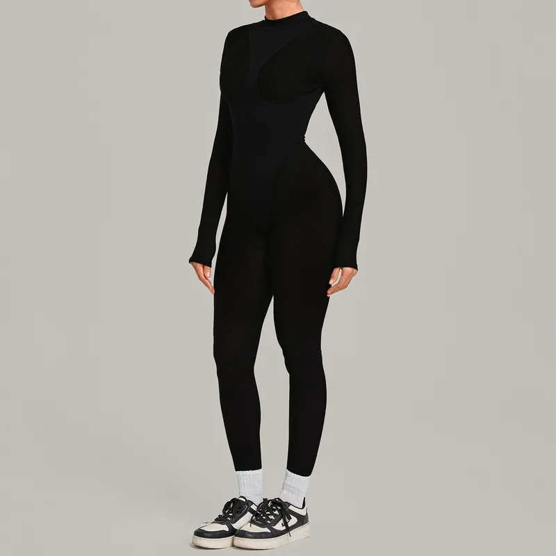 Enterizo de yoga para mujer, suave y de manga larga, ropa deportiva elástica, body de yoga FGBQS7802