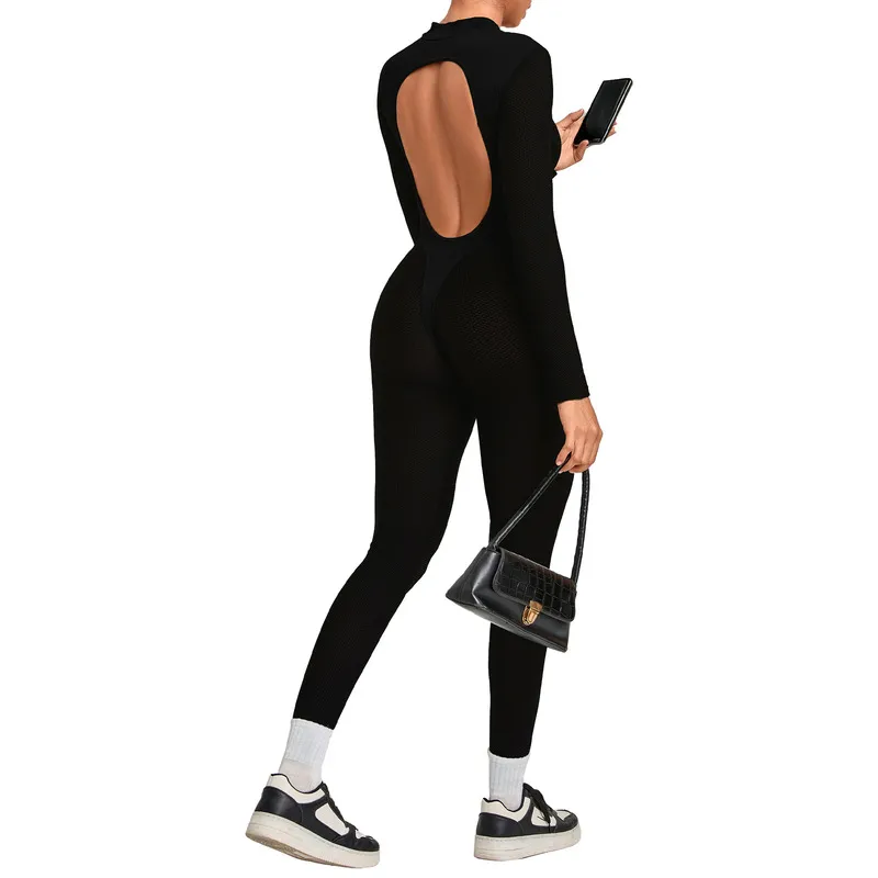 Enterizo de yoga para mujer, suave y de manga larga, ropa deportiva elástica, body de yoga FGBQS7802